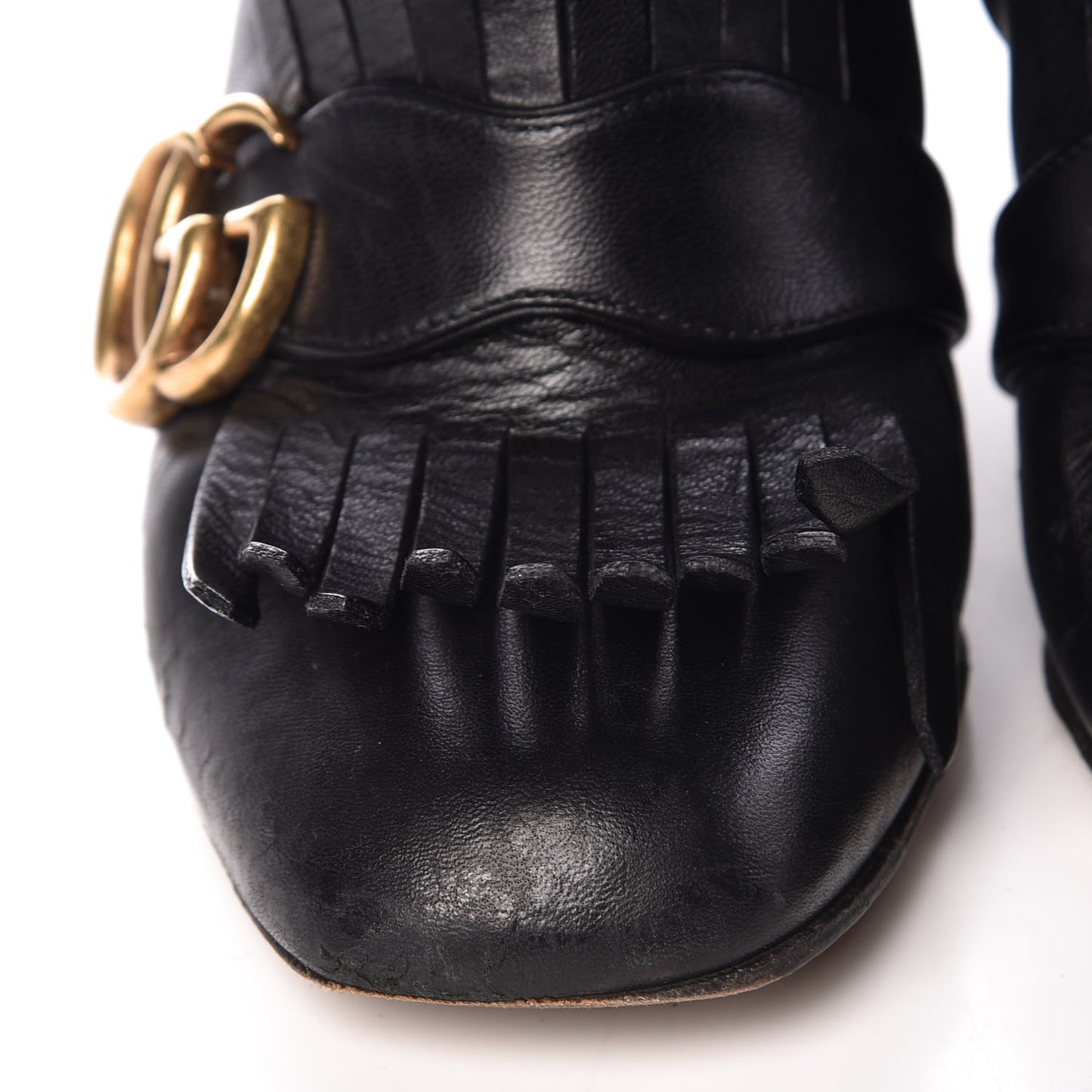 Malaga Kid GG Marmont Fringe 75mm Ankle Boots 35.5 Black