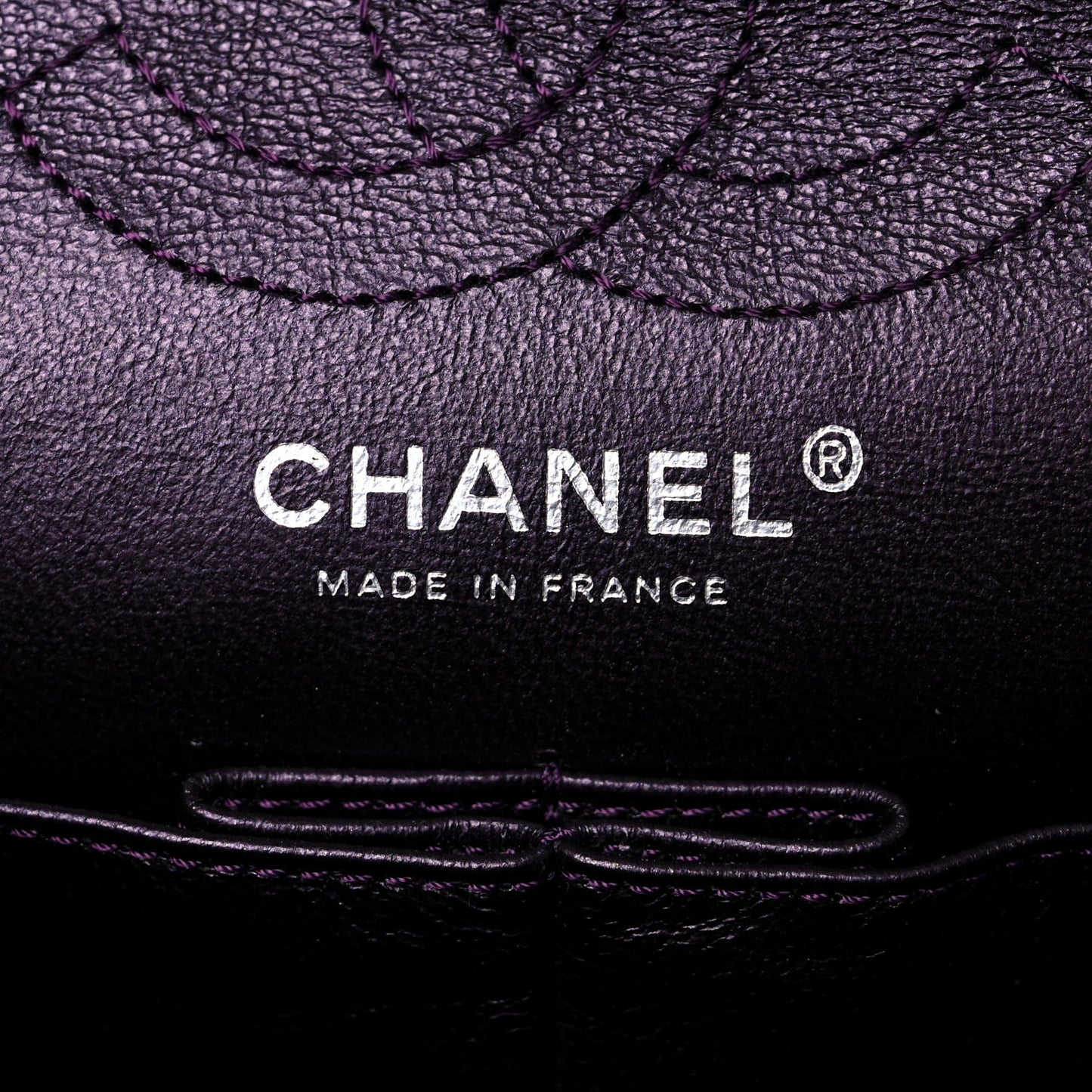 Metallic Calfskin Quilted 2.55 Reissue 224 Flap Purple