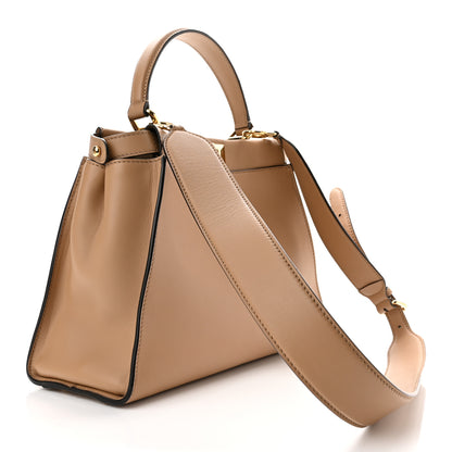 Fendi Vitello Seta Nabuk Pequin Medium Peekaboo Iconic Satchel Cuoio Tobacco Moro 2 of 9