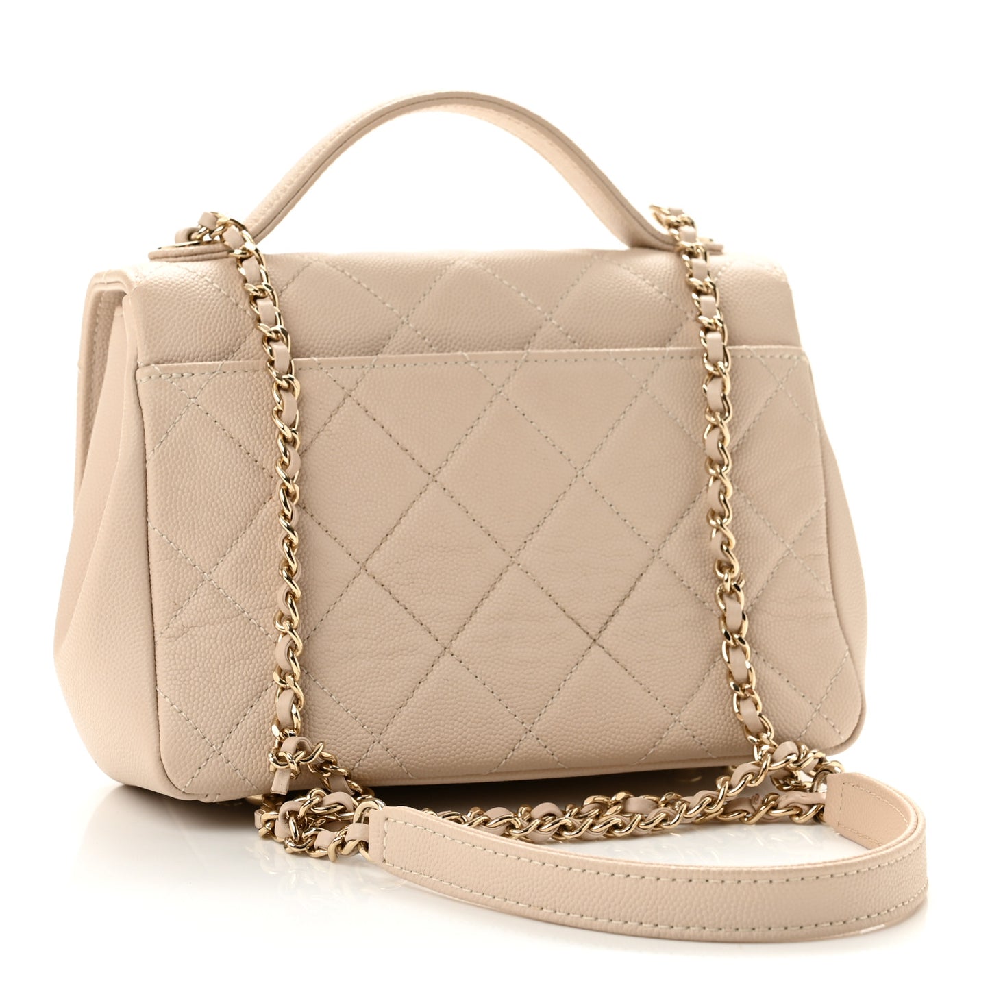 Caviar Quilted Small Business Affinity Flap Beige