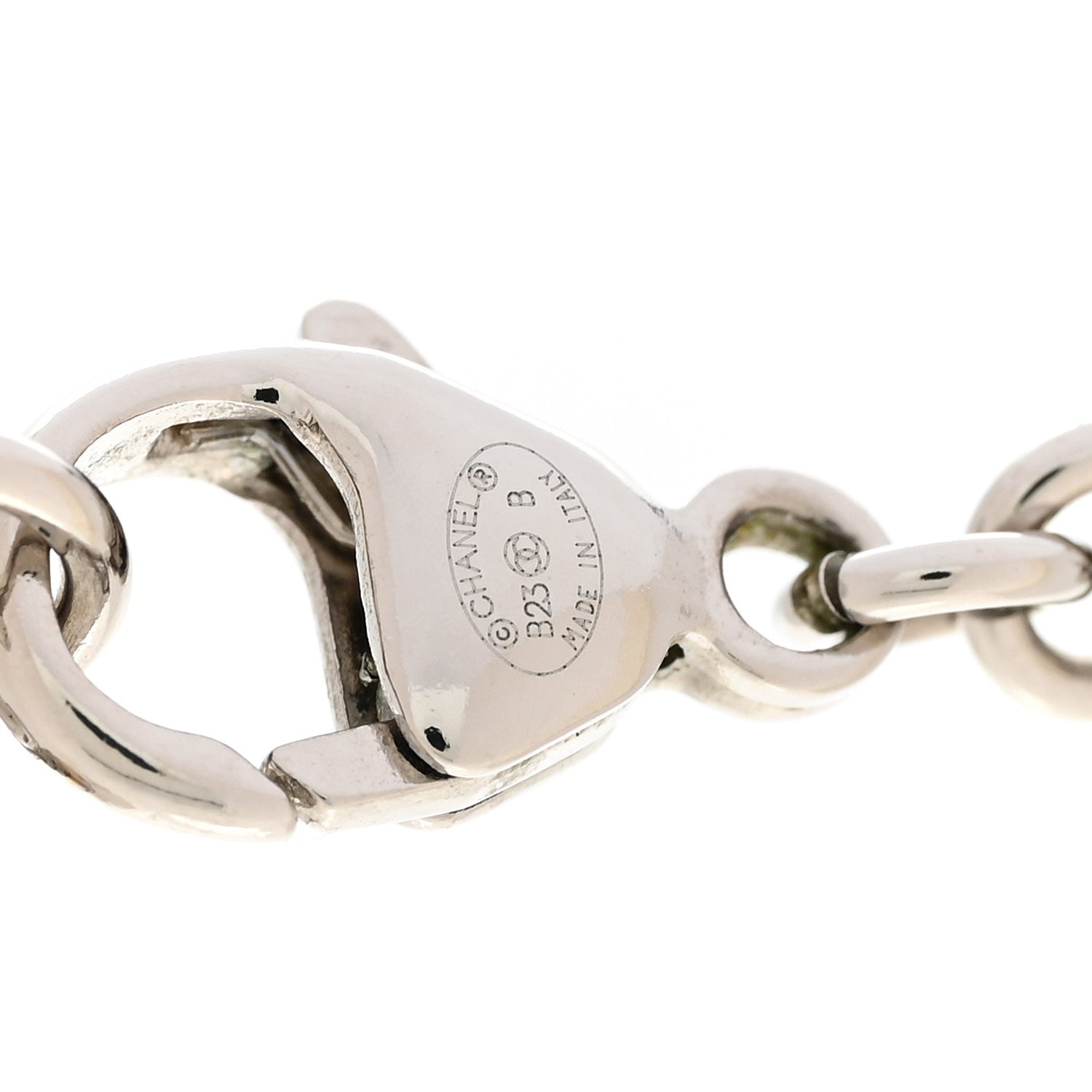 Chanel Crystal Pearl CC Heart Necklace Silver 5 of 6