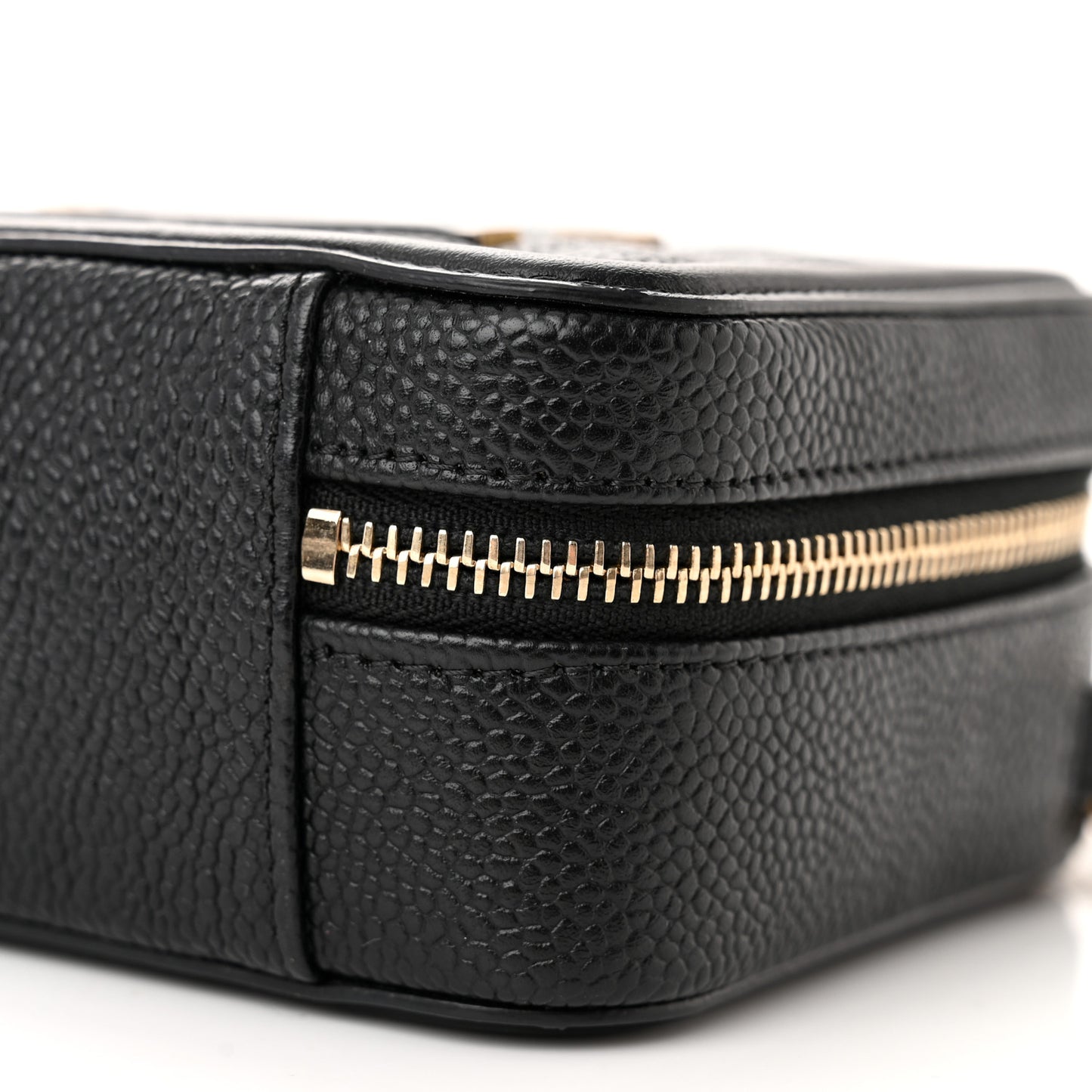 Caviar Quilted CC Filigree Vanity Clutch With Chain Black