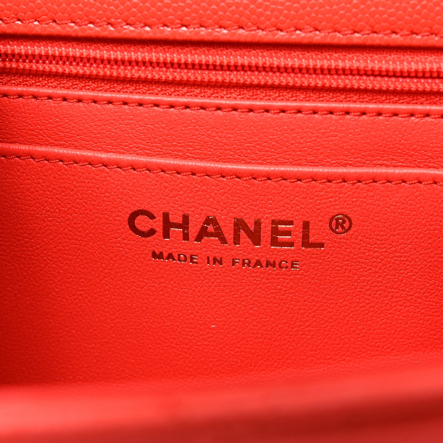 Caviar Quilted 31 Rue Cambon Mini Top Handle Flap Orange