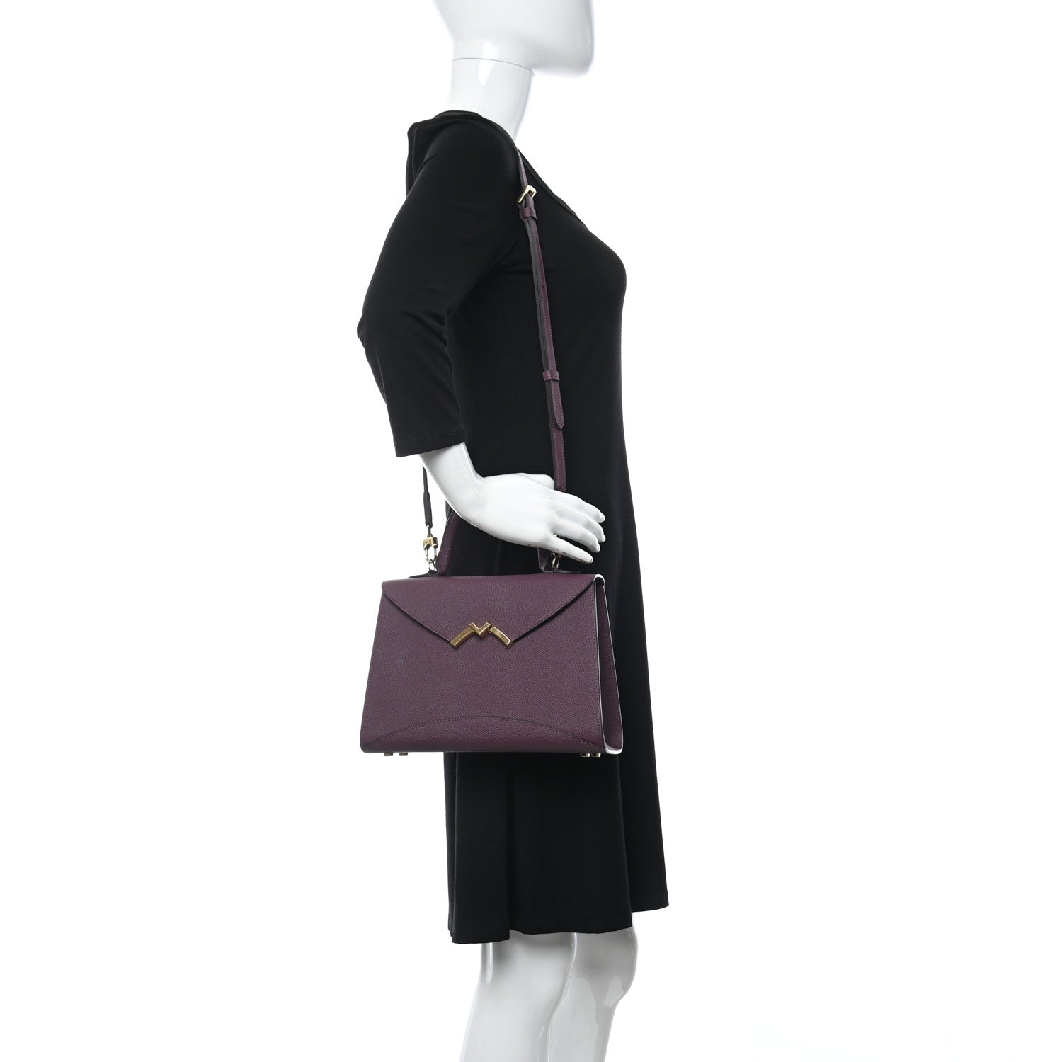 Moynat Carat Calfskin Gabrielle PM Eggplant 2 of 14