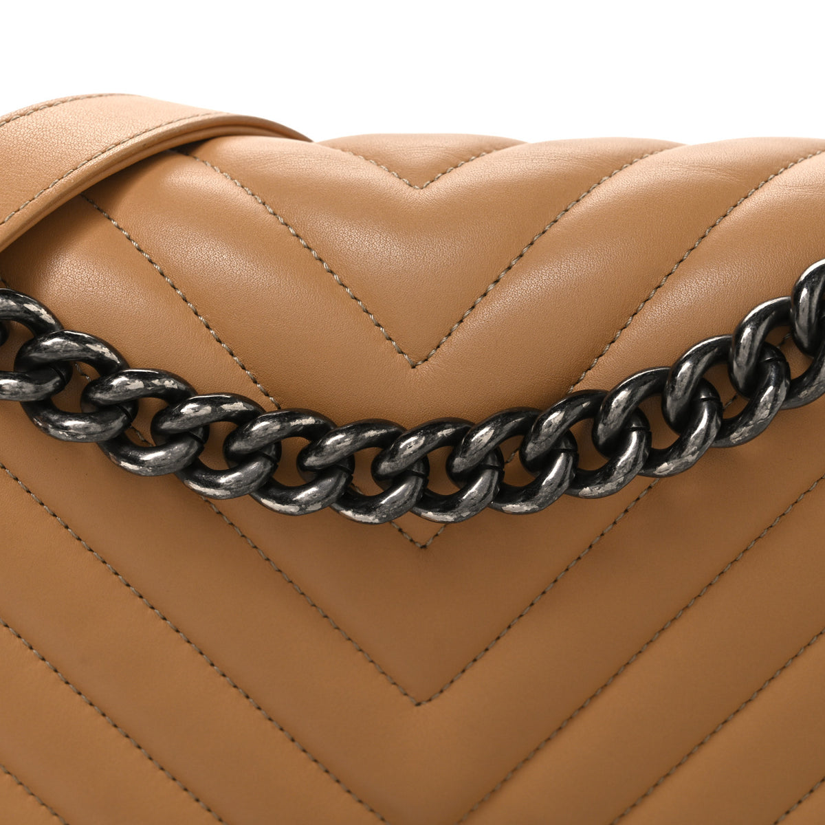 Calfskin Chevron Quilted Medium Boy Flap Beige