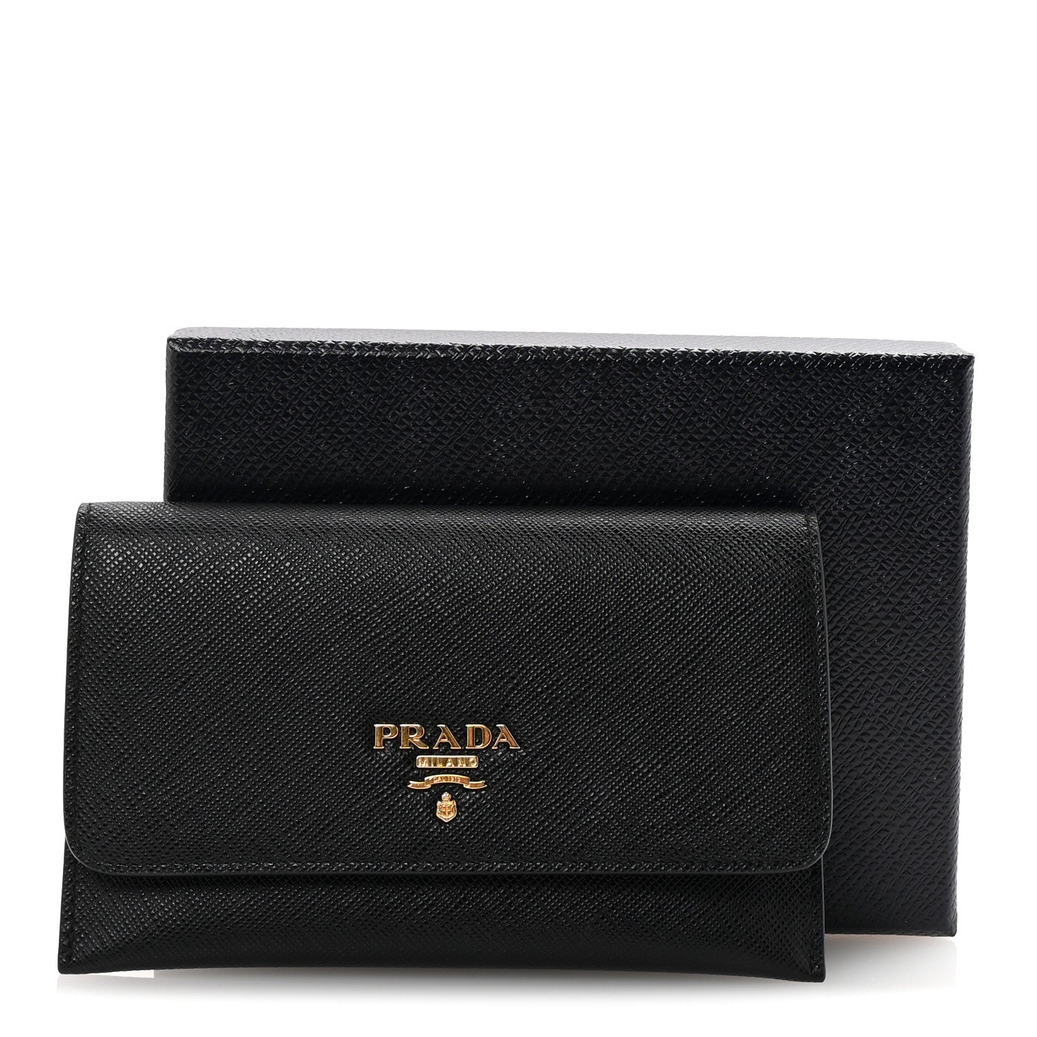 Prada Saffiano Metal Flap Wallet Black 8 of 8