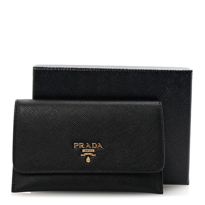 Prada Saffiano Metal Flap Wallet Black 8 of 8