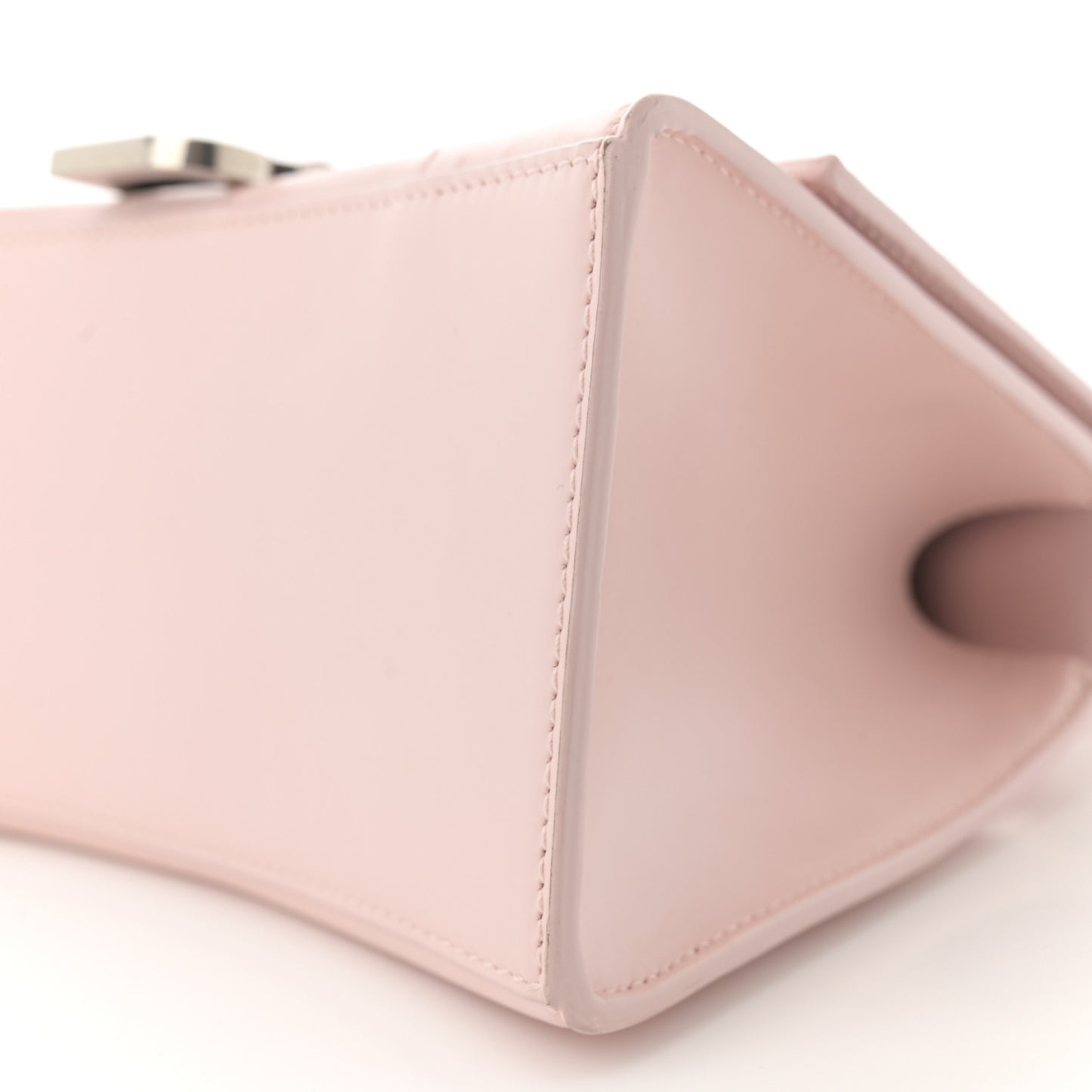 Shiny Box Calfskin Small Hourglass Top Handle Bag Light Rose