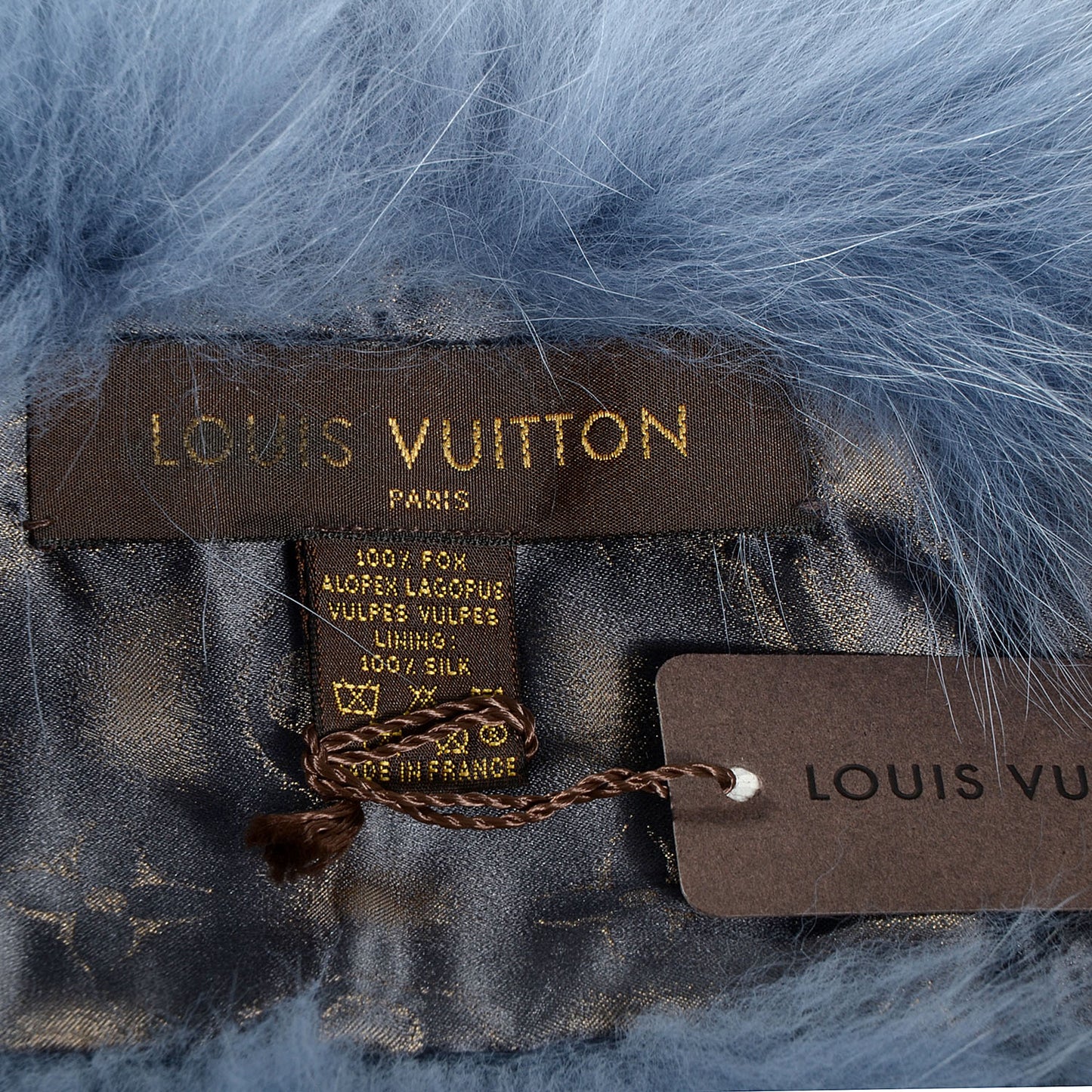 Nathalia Fox Fur Scarf Blue Nuit