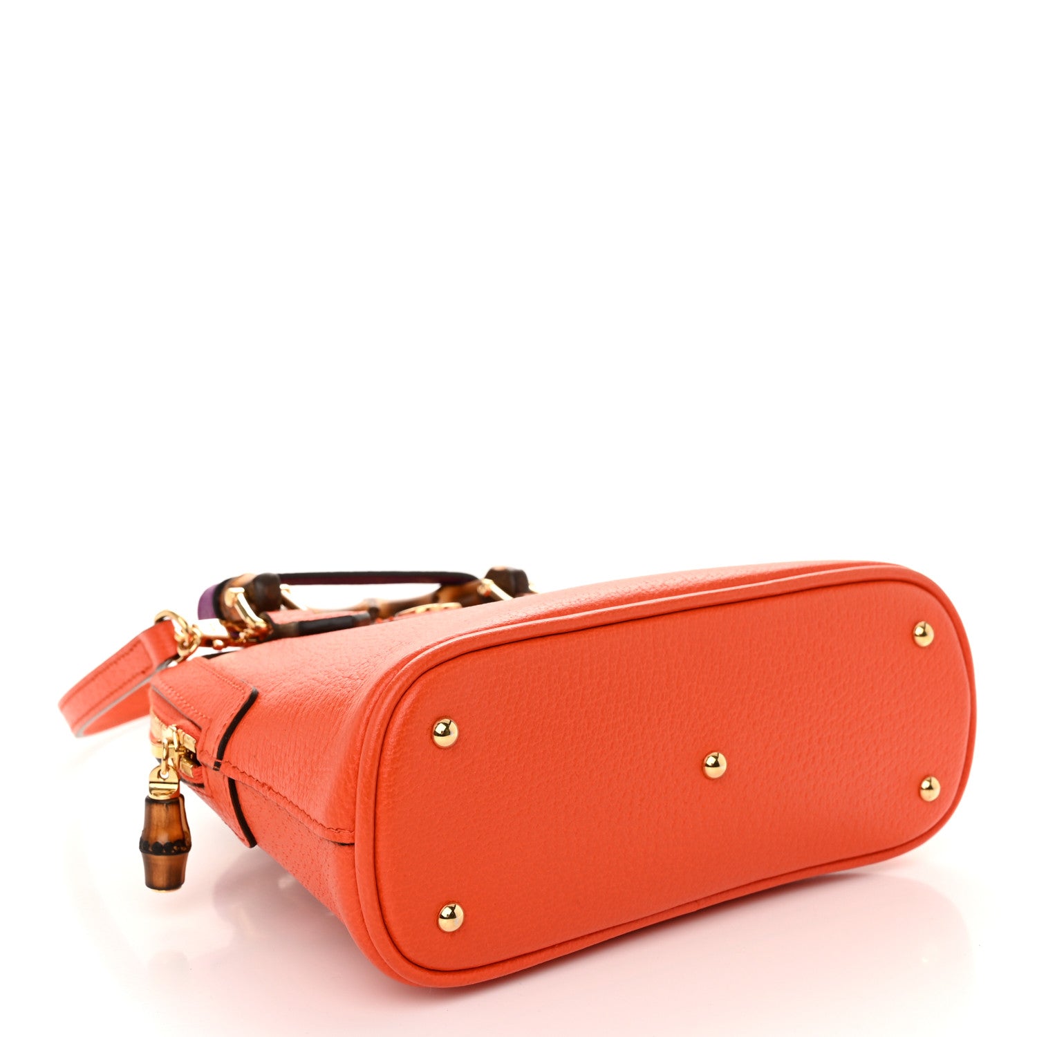 Gucci Textured Dollar Calfskin Mini Diana Dome Tote Bag Deep Orange Spicy Cyclamin 4 of 10