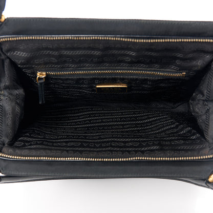 Prada Tessuto Nylon Soft Calfskin Shoulder Bag Black 5 of 11