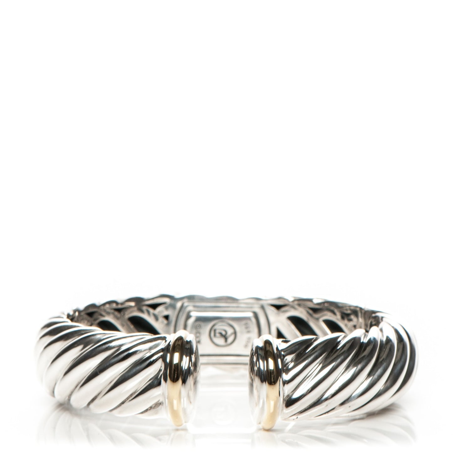 Sterling Silver 18K Yellow Gold 15mm Sculpted Cable Cuff