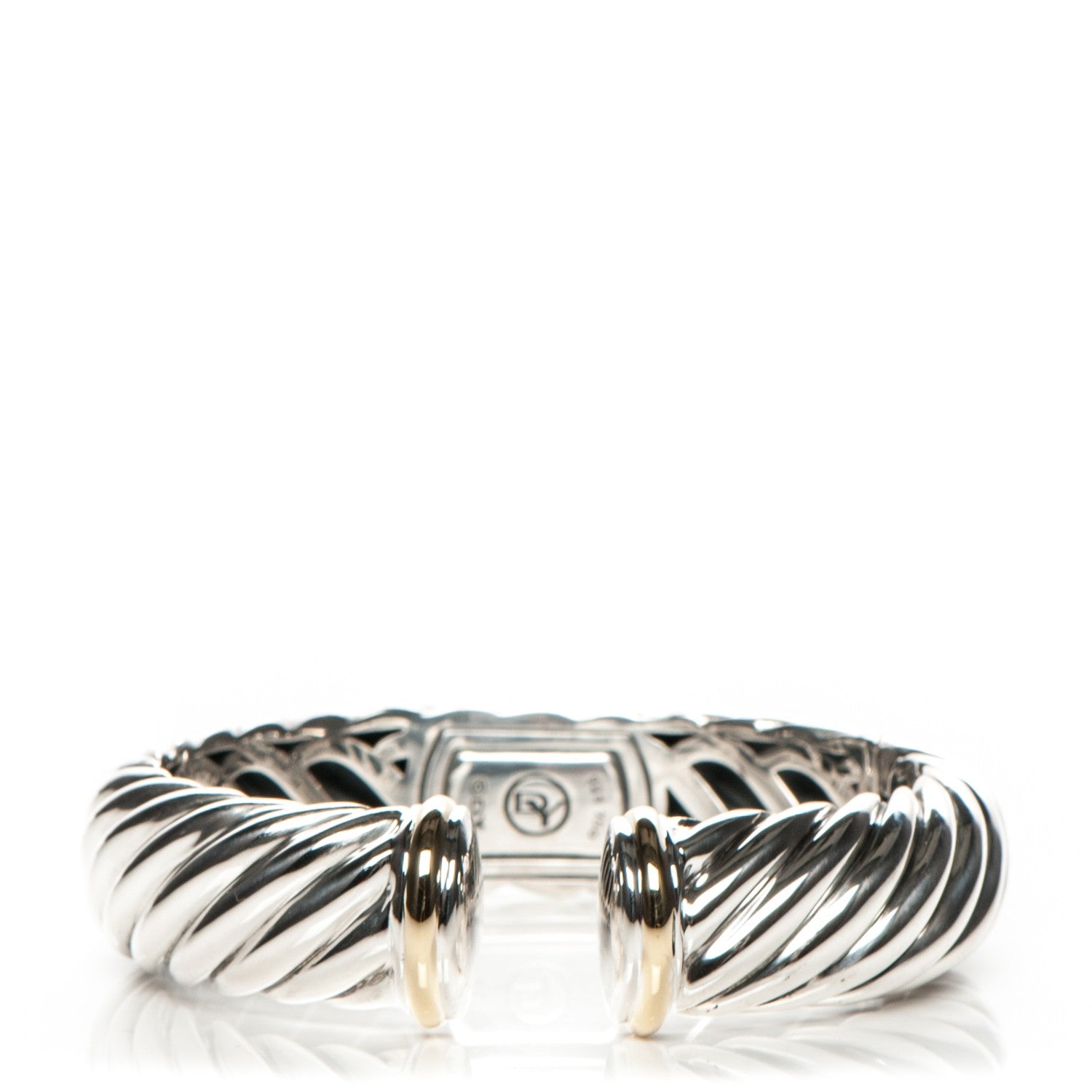 David Yurman Sterling Silver 18K Yellow Gold 15mm Sculpted Cable Cuff 1 of 5