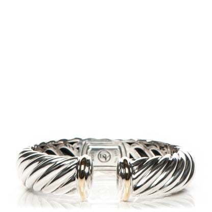 David Yurman Sterling Silver 18K Yellow Gold 15mm Sculpted Cable Cuff 1 of 5
