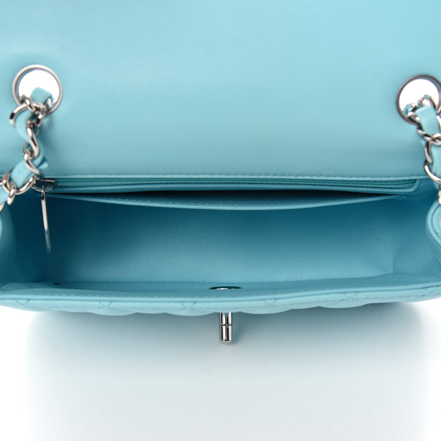 Lambskin Quilted Mini Rectangular Flap Neon Blue