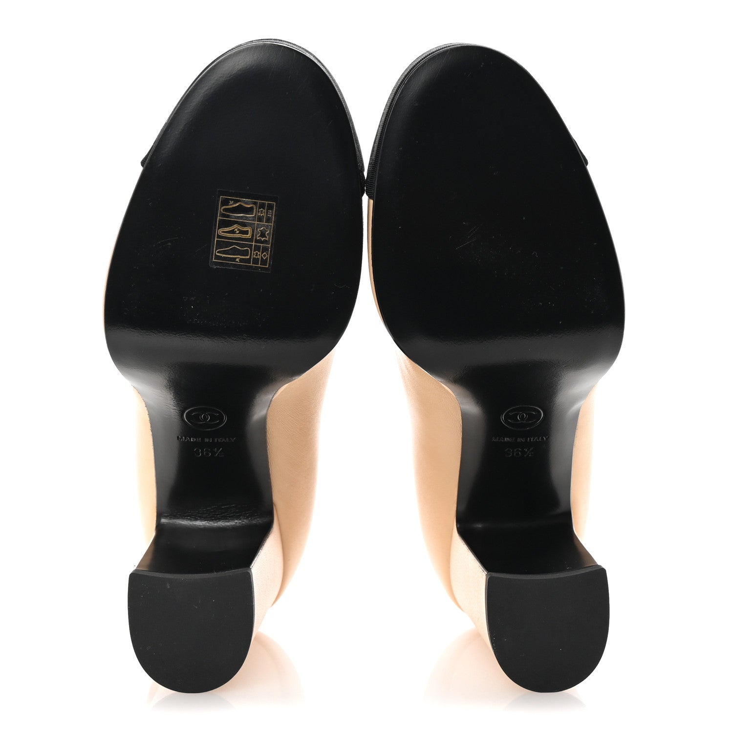 Chanel Lambskin Cap Toe CC Mary Jane Pumps 36.5 Beige Black 6 of 10