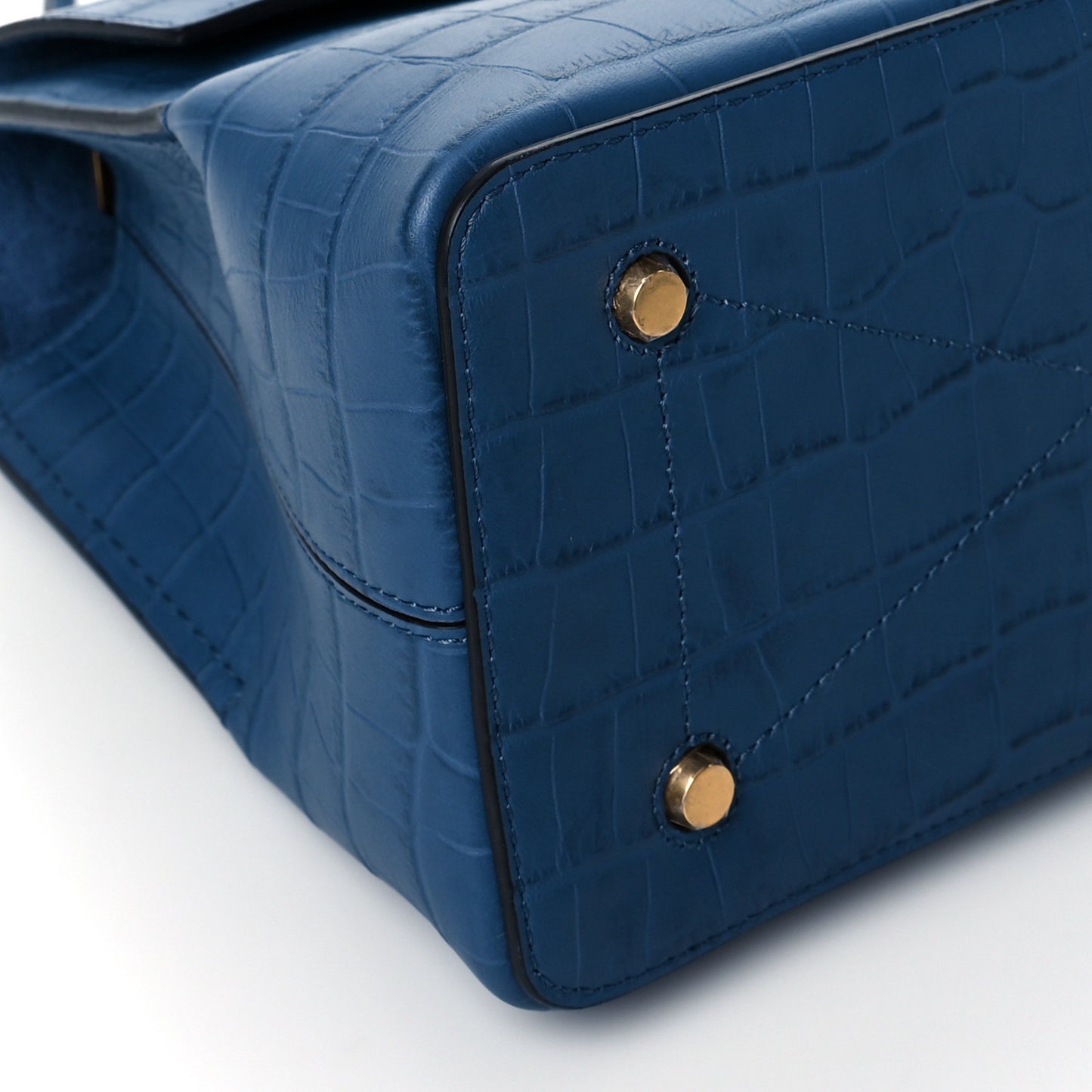 Shiny Croc Calfskin Embossed Micro Seaton Blue