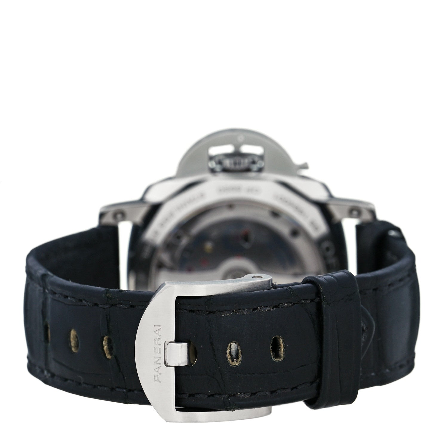 Panerai Stainless Steel Alligator 42mm Luminor 1950 3 Day GMT Automatic Watch Black PAM00535 3 of 5