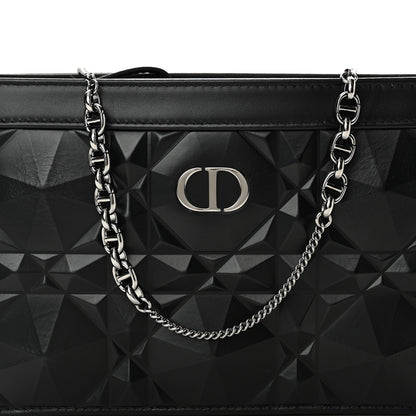 Christian Dior Calfskin Macrocannage Diamond Caro Zipped Pouch With Chain Black 8 of 10