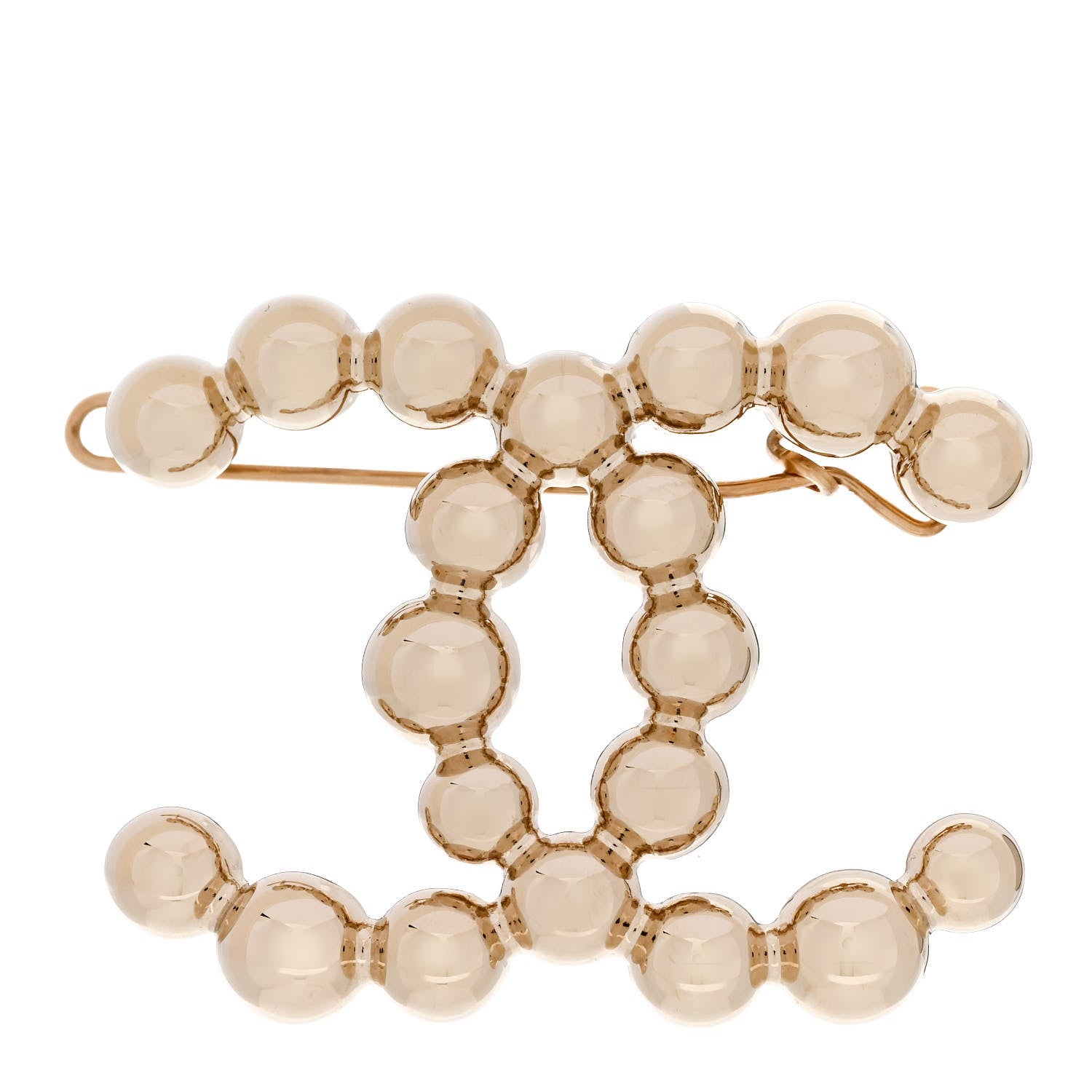 Chanel Metal Beaded CC Hair Clip Gold 1 of 5