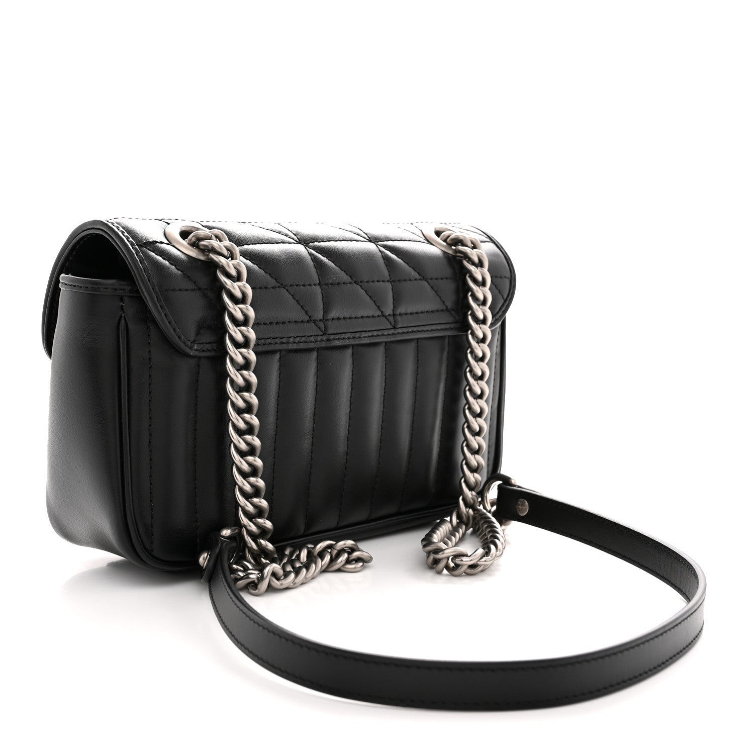 Gucci Calfskin Matelasse Aria Mini GG Marmont Shoulder Bag Black 3 of 11