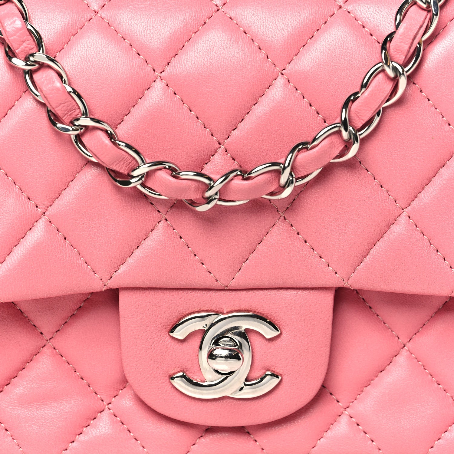 Chanel Lambskin Quilted Mini Square Flap Pink 7 of 10