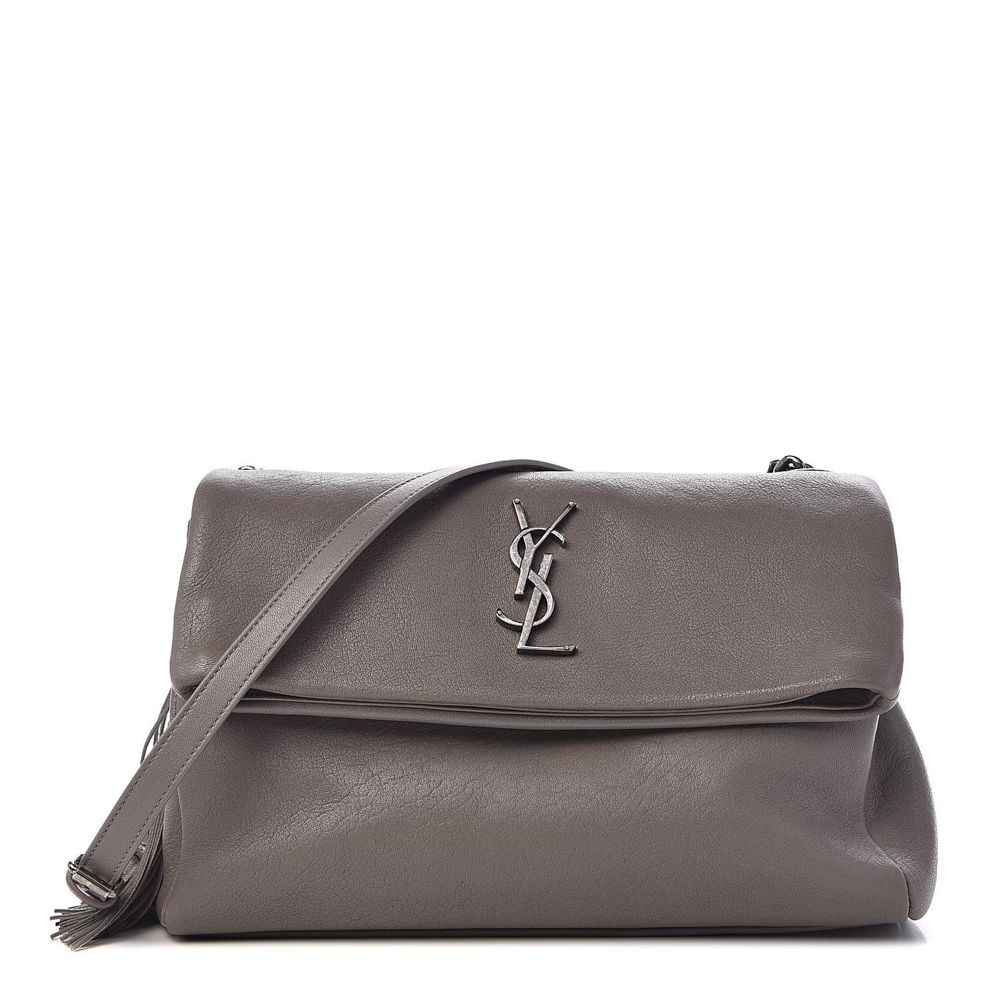 Sheepskin Medium West Hollywood Monogram Fold-Over Bag Grey