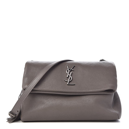 Saint Laurent Sheepskin Medium West Hollywood Monogram Fold-Over Bag Grey 1 of 10