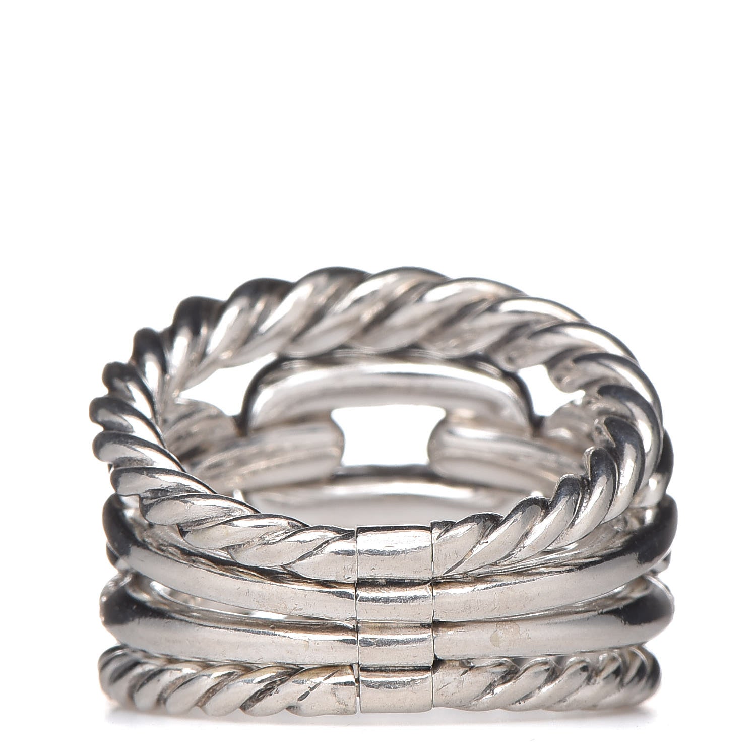 David Yurman Sterling Silver Diamond Wellesley Four-Row Ring 50 5.5 3 of 8