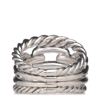David Yurman Sterling Silver Diamond Wellesley Four-Row Ring 50 5.5 3 of 8