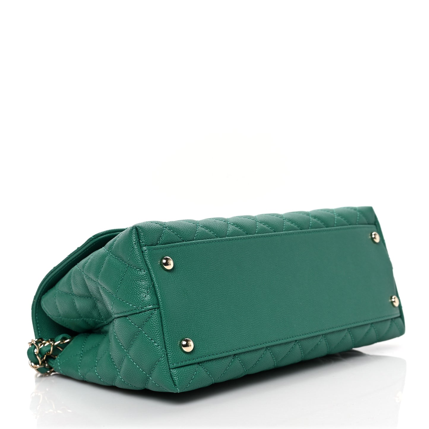 Caviar Quilted Small Coco Handle Flap Green