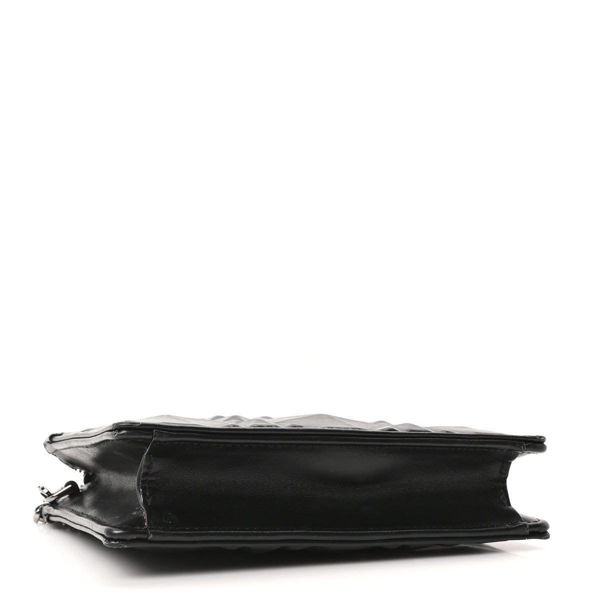 Christian Dior Calfskin Macrocannage Diamond Caro Zipped Pouch With Chain Black 4 of 12