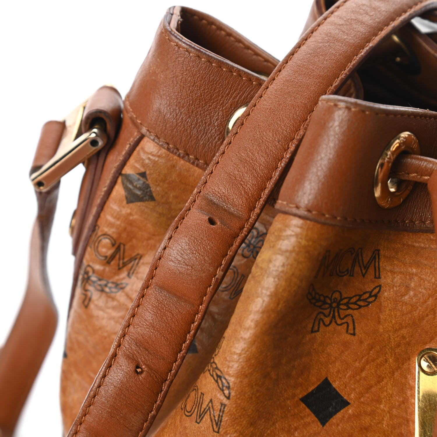 MCM Visetos Essential Drawstring Bucket Bag Cognac 11 of 11