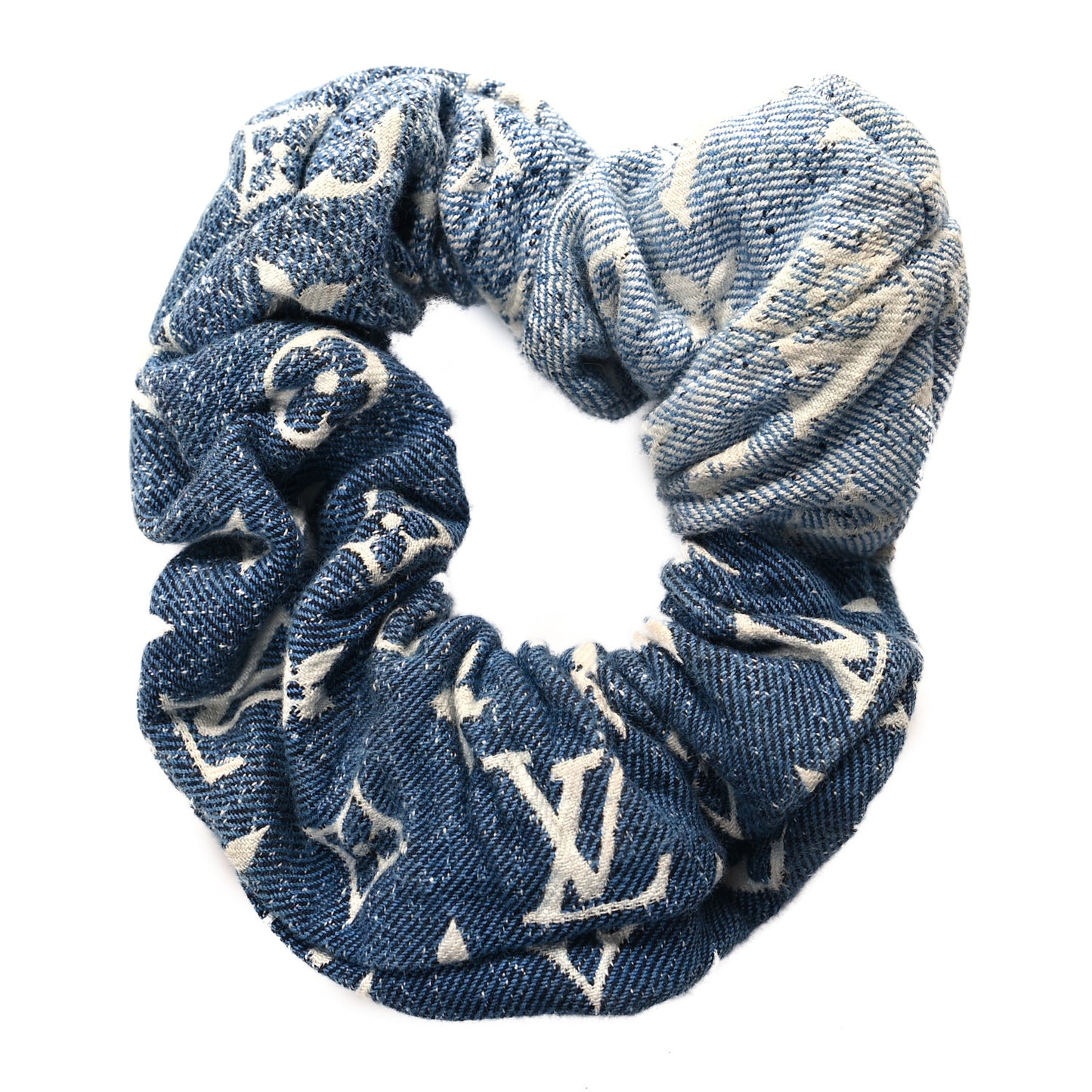 Cotton Denim Chouchou Scrunchy Bleu