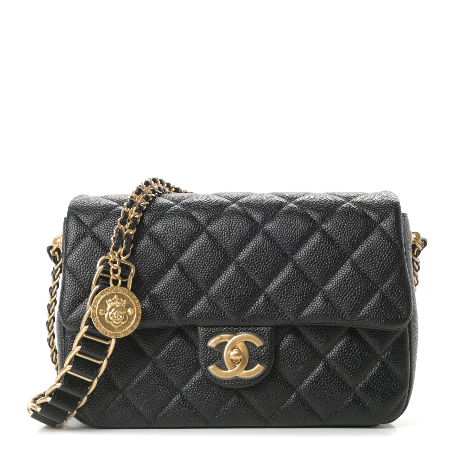 Caviar Quilted Chain Soul Flap Black