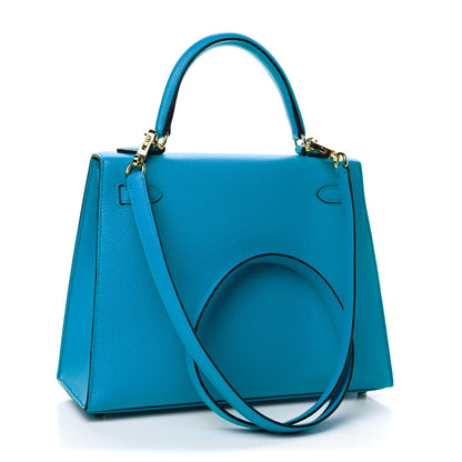 Hermes Epsom Kelly Sellier 25 Bleu Frida 2 of 11