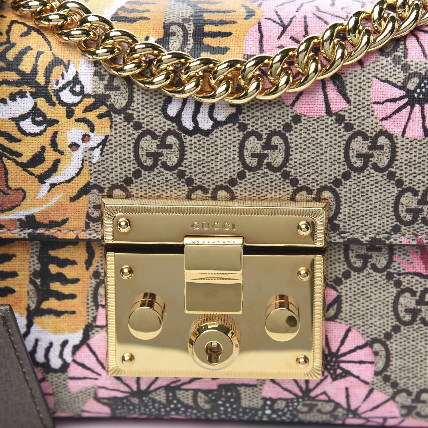 Gucci GG Supreme Monogram Bengal Small Padlock Shoulder Bag Beige Pink 9 of 9