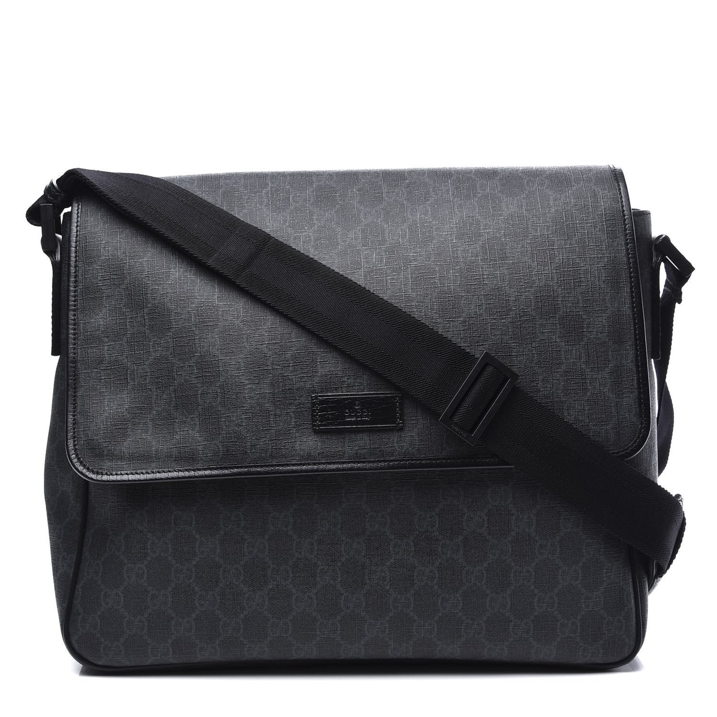 GG Plus Monogram Medium Flap Messenger Bag Black