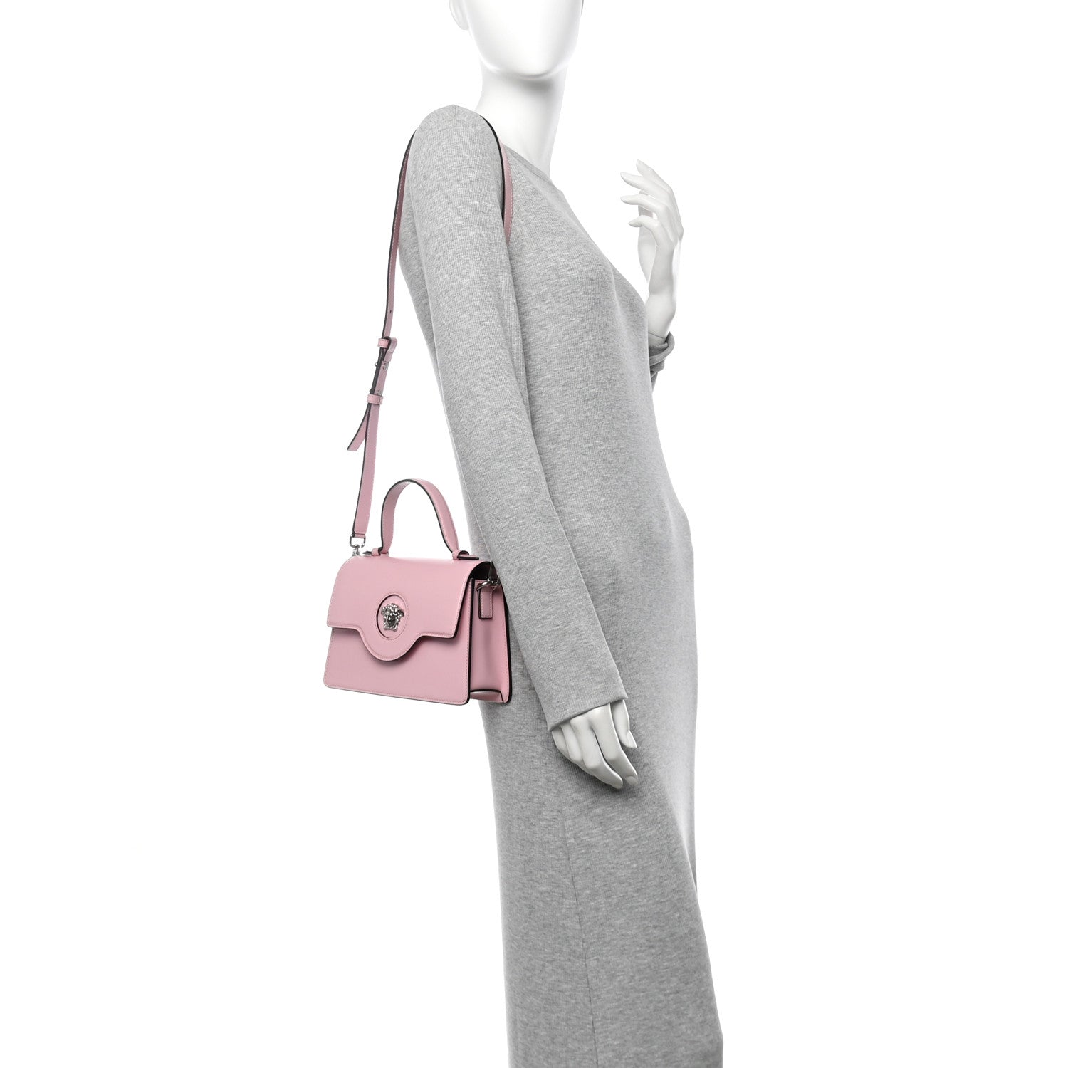 Versace Shiny Calfskin La Medusa Small Top Handle Shoulder Bag Pink 2 of 9