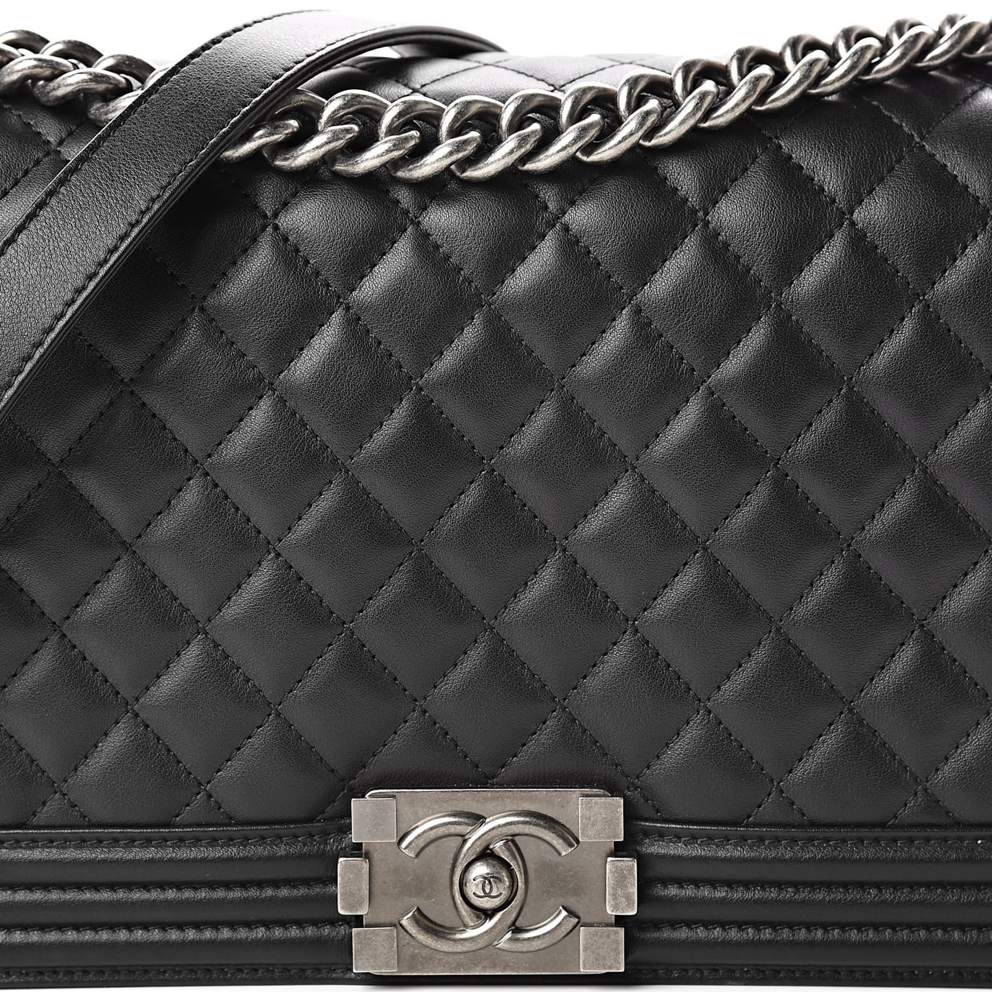 Lambskin Quilted New Medium Boy Flap Black