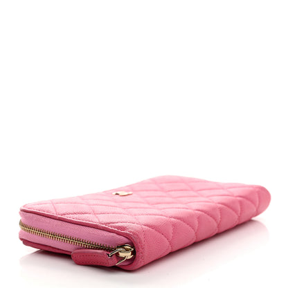 Chanel Caviar Quilted Large Gusset Zip Around Wallet Pink 4 of 9