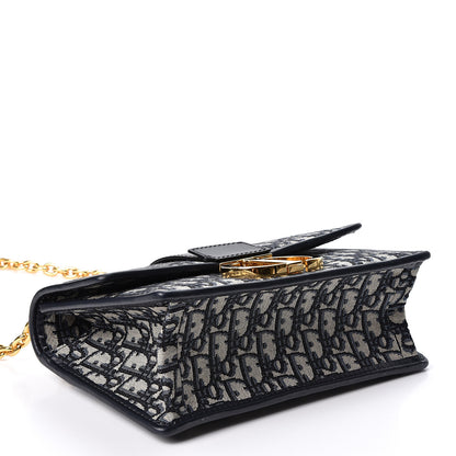 Christian Dior Oblique 30 Montaigne Chain Flap Bag Blue 3 of 8