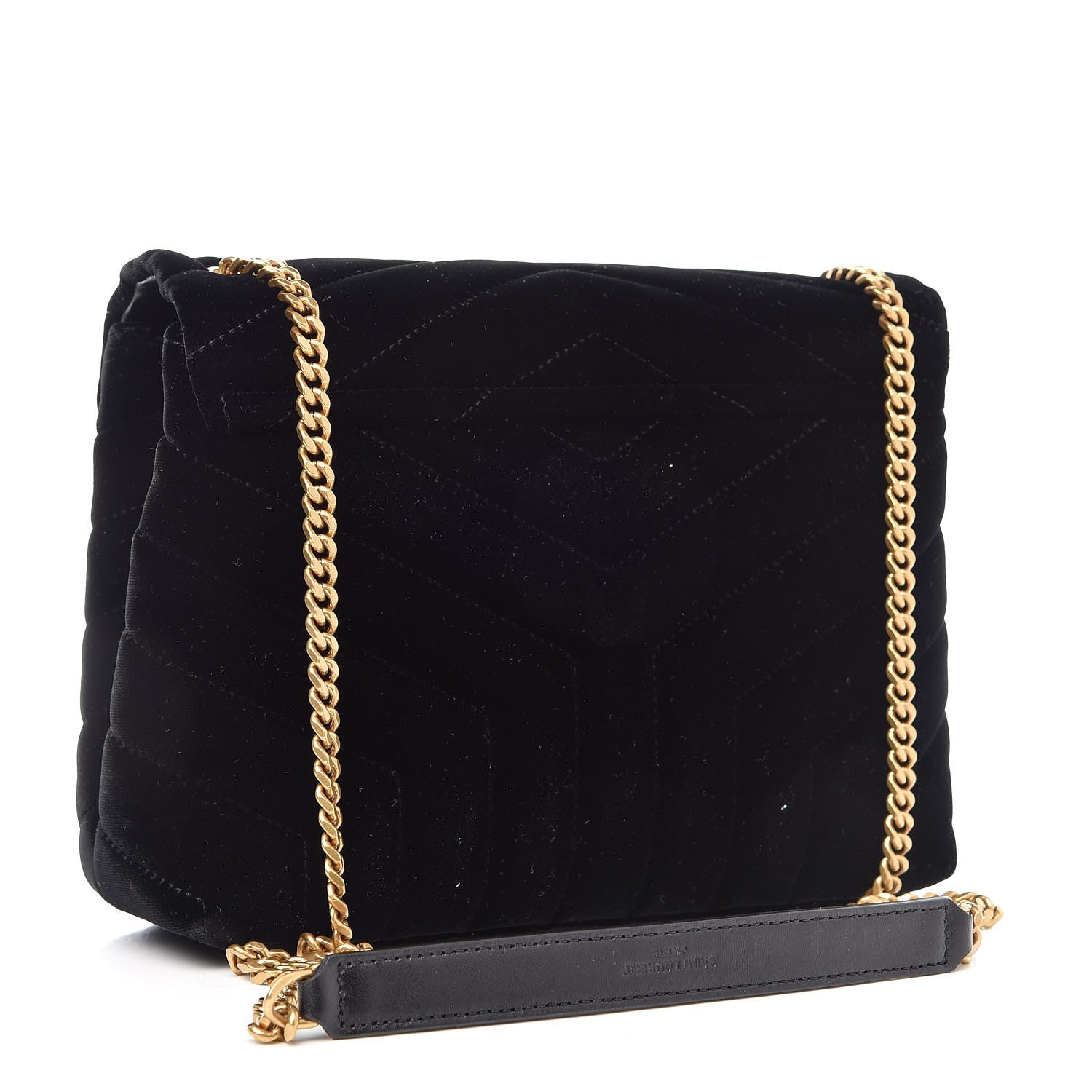 Saint Laurent Velvet Y Quilted Monogram Small Loulou Chain Satchel Black 3 of 9