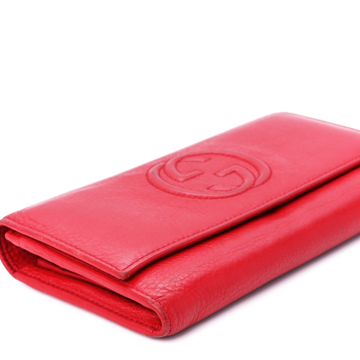 Pebbled Calfskin Large Soho Continental Wallet Red
