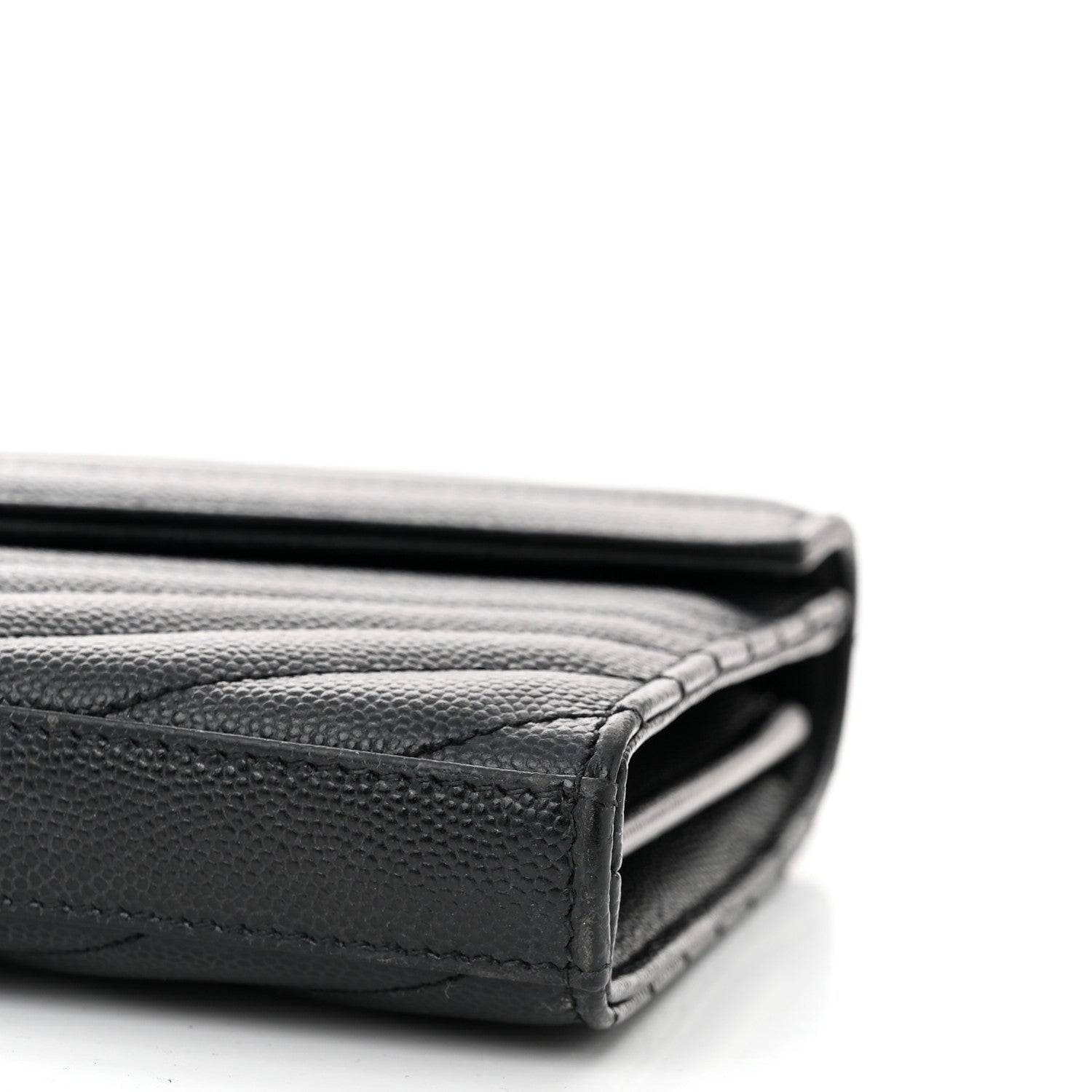 Saint Laurent Grain De Poudre Matelasse Chevron Monogram Chain Wallet Black 10 of 10