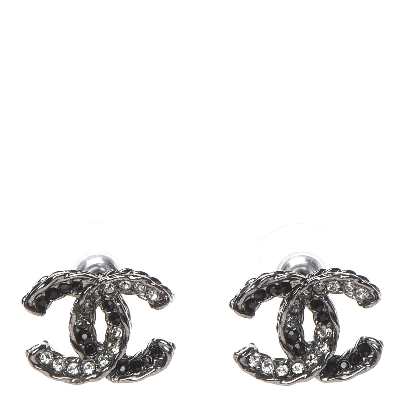 Ruthenium Crystal CC Earrings Silver Black