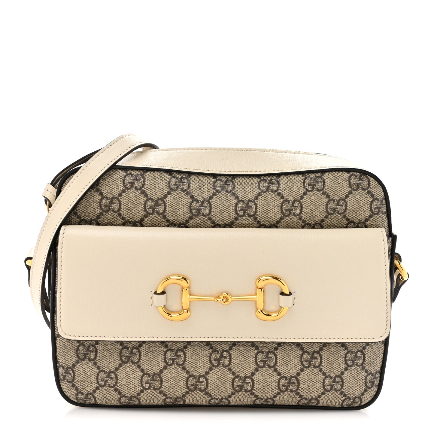 GG Supreme Monogram Small Horsebit 1955 Shoulder Bag Beige Mystic White