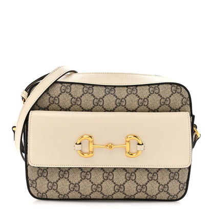 Gucci GG Supreme Monogram Small Horsebit 1955 Shoulder Bag Beige Mystic White 1 of 13