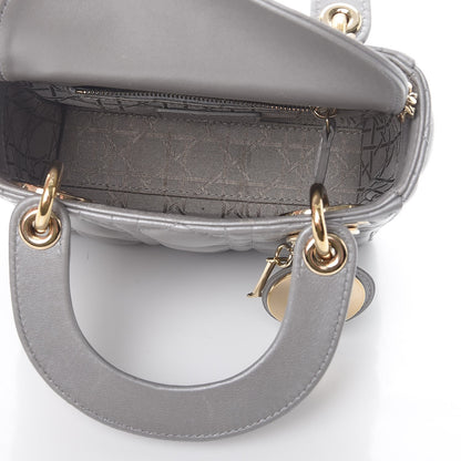 Christian Dior Metallic Lambskin Cannage Mini Lady Dior Grey 7 of 10