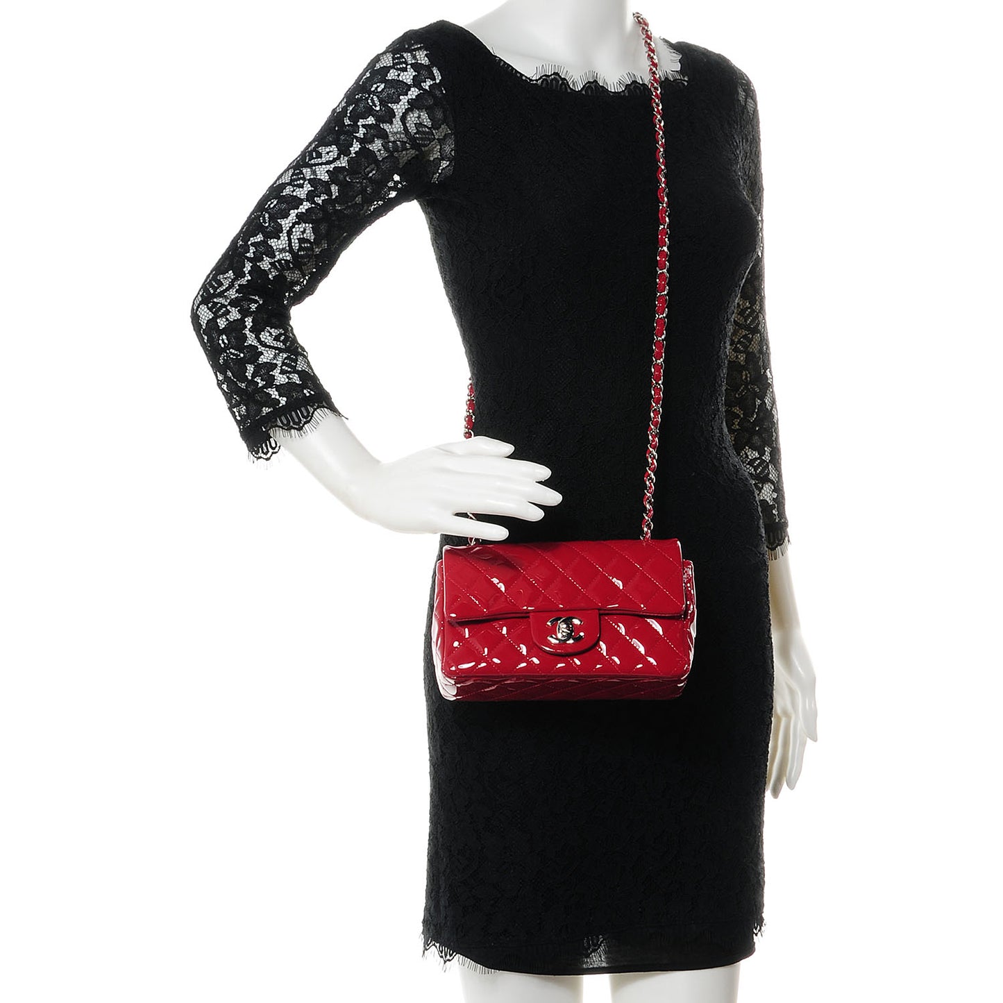 Patent Quilted Mini Flap Red